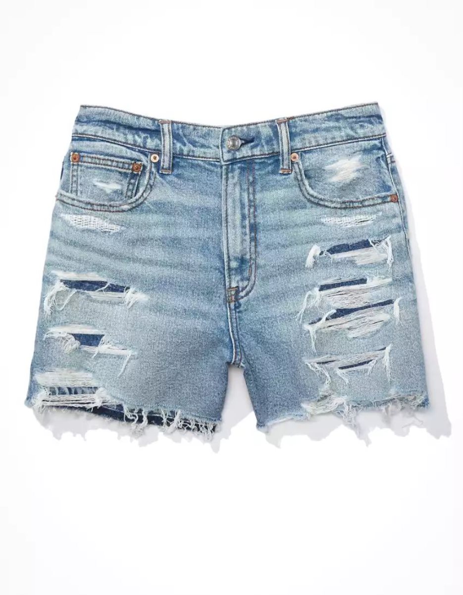 Shorts American Eagle AE Stretch Denim Highest Taille '90s Boyfriend Indigo Lavage Femme | RAN-31194371